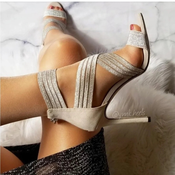 Jessica Simpson Sparkle heels with zipper at the back size 8.5 M / 39 - Picture 2 of 9